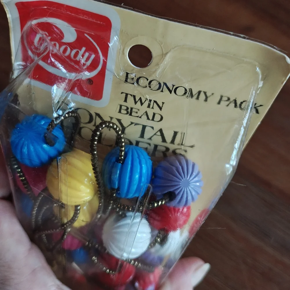 Vintage 70s Goody Twin‎ Bead Ponytail Holders Economy Pack 24 Total 1975 Elastic